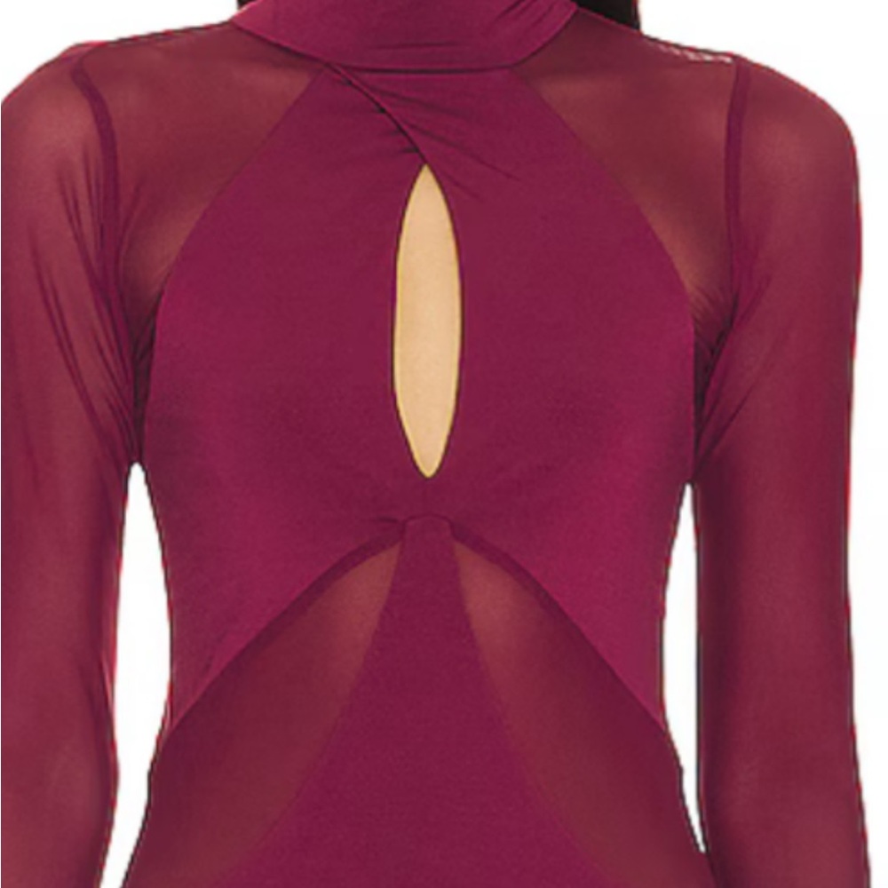 AFRM Long Sleeve Cutout Maxi Dress in Burgundy - Picture 6 of 7